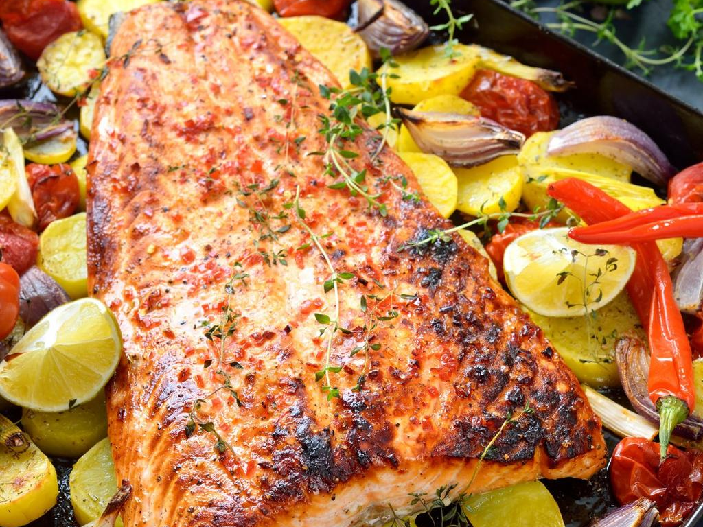 Baked Salmon with Roasted Vegetables