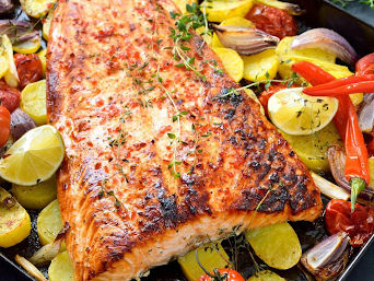 Baked Salmon with Roasted Vegetables
